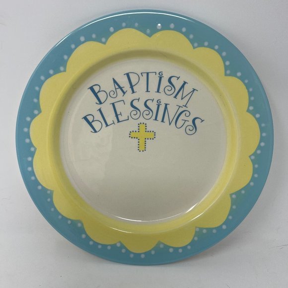 2009 Abby Press Plate “Baptism Blessings” Blue White Yellow Religious Christian - Picture 1 of 4